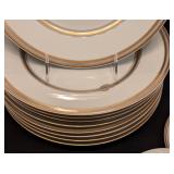 LL - Christofle Ruban Porcelain Dinnerware Set, 40 Pieces, Gold Trim