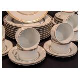 LL - Christofle Ruban Porcelain Dinnerware Set, 40 Pieces, Gold Trim