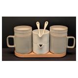 LL - Hasami Porcelain Mug, Sugar and Creamer Set with Tray and Spoons