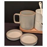 LL - Hasami Porcelain Mug, Sugar and Creamer Set with Tray and Spoons