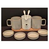 LL - Hasami Porcelain Mug, Sugar and Creamer Set with Tray and Spoons