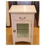 ML - Small White Storage Cabinet with Glass Door and Drawer