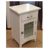 ML - Small White Storage Cabinet with Glass Door and Drawer