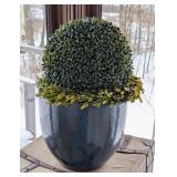 ML - Faux Topiary in Glossy Blue Ceramic Pot, 25 Inch Tall