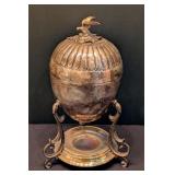 LL - Antique Silver Plated Egg Coddler with Eagle Finial