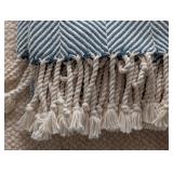 ML - Brahms Mount Chevron Cotton Throw Blanket with Fringe, 74x46 Inches