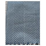 ML - Brahms Mount Chevron Cotton Throw Blanket with Fringe, 74x46 Inches