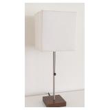 ML - Petite Table Lamp with Square White Shade and Wood Base