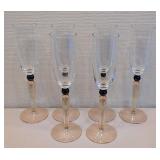 LL - Set of 6 Champagne Flutes with Decorative Stems