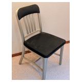 LL - Emeco Navy Chair with Black Upholstered Seat and Back