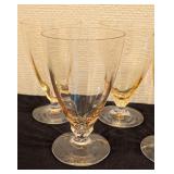 LL - Set of 7 Fostoria Yellow Footed Glasses 5.5 Inch Tall Vintage Stemware