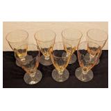 LL - Set of 7 Fostoria Yellow Footed Glasses 5.5 Inch Tall Vintage Stemware
