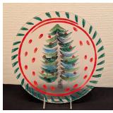 LL - Kosta Boda Hand-painted Holiday Tree Glass Platter