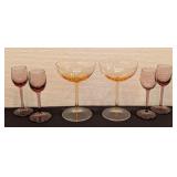 LL - V. Nason Co Colored Glassware Set with Coupe and Cordial Glasses