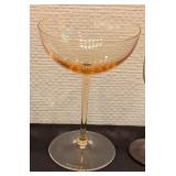 LL - V. Nason Co Colored Glassware Set with Coupe and Cordial Glasses