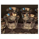 LL - Assorted Vintage Silver Rimmed Glassware Set with Paint Wear, 15 Pieces