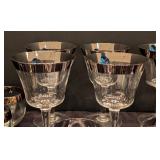 LL - Assorted Vintage Silver Rimmed Glassware Set with Paint Wear, 15 Pieces