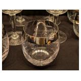 LL - Assorted Vintage Silver Rimmed Glassware Set with Paint Wear, 15 Pieces