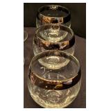 LL - Assorted Vintage Silver Rimmed Glassware Set with Paint Wear, 15 Pieces