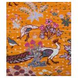 LL - Anthropologie 26x11 Inch Throw Pillow with Peacock and Floral Design