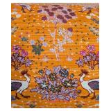 LL - Anthropologie 26x11 Inch Throw Pillow with Peacock and Floral Design