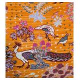 LL - Anthropologie 26x11 Inch Throw Pillow with Peacock and Floral Design