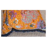 LL - Anthropologie 26x11 Inch Throw Pillow with Peacock and Floral Design