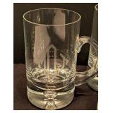 LL - Set of 4 Monogrammed Crystal Mugs, 5.5 Inch Tall, Kosta Boda Style
