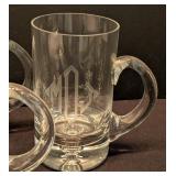 LL - Set of 4 Monogrammed Crystal Mugs, 5.5 Inch Tall, Kosta Boda Style