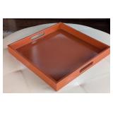 ML - Gleaming Renditions Orange Lacquer Tray 20x20 Inches Handcrafted