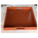 ML - Gleaming Renditions Orange Lacquer Tray 20x20 Inches Handcrafted