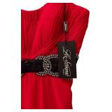 LL - La Femme Red Pleated Gown with Rhinestone Waist Detail Size 8