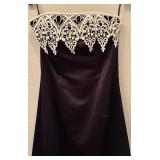 LL - Jessica McClintock Black and White Strapless Dress Size 6 with Lace Trim