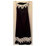 LL - Jessica McClintock Black and White Strapless Dress Size 6 with Lace Trim