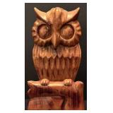 LL - Mid-Century Modern Hand Carved Wooden Owl Figurine