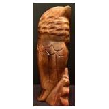 LL - Mid-Century Modern Hand Carved Wooden Owl Figurine