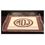 LL - Clear Acrylic Serving Tray with Removable Monogrammed Insert, 16 Inch Square