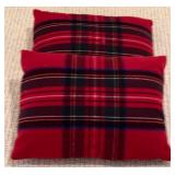 LL - Home Textiles Set: 2 Pottery Barn Plaid Pillows, Brahms Mount Throw, Swans Island Gray Blanket, Jon Robshaw Cover