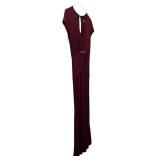 LL - Nicole Miller Maroon Gown Size 8 with Jeweled Accent