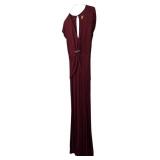 LL - Nicole Miller Maroon Gown Size 8 with Jeweled Accent