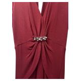 LL - Nicole Miller Maroon Gown Size 8 with Jeweled Accent