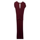 LL - Nicole Miller Maroon Gown Size 8 with Jeweled Accent