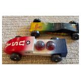 LL - Lot of 8 Wooden Pinewood Derby-Style Race Cars, Up to 7 Inches Long