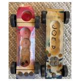 LL - Lot of 8 Wooden Pinewood Derby-Style Race Cars, Up to 7 Inches Long