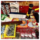 LL - Mixed Hardware and Tool Lot with Hooks, Wire, Nails, Blades and Accessories