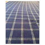 LL - L.L. Bean 100% Virgin Wool Blanket 107 x 92.5 Inches Navy Plaid