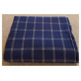 LL - L.L. Bean 100% Virgin Wool Blanket 107 x 92.5 Inches Navy Plaid