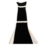 LL - Jessica McClintock Black and Silver Strapless Gown Size 4