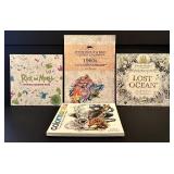 LL - Set of 4 Adult Coloring Books Including Rick and Morty and Lost Ocean