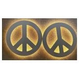 LL - Pair of 24-Inch Round Neon Peace Sign Wall Hanging Lights